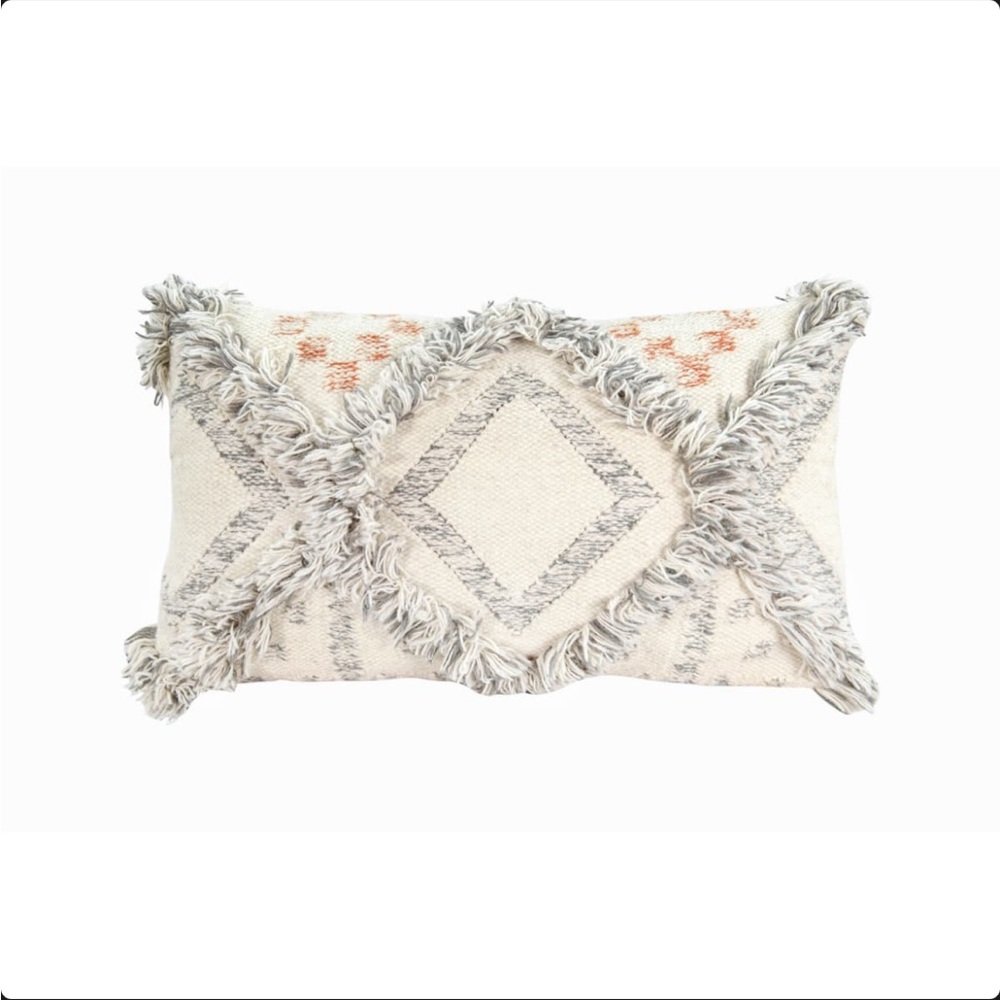 4 Cream & Gray Fringe Kilian Pillow Cases NWT